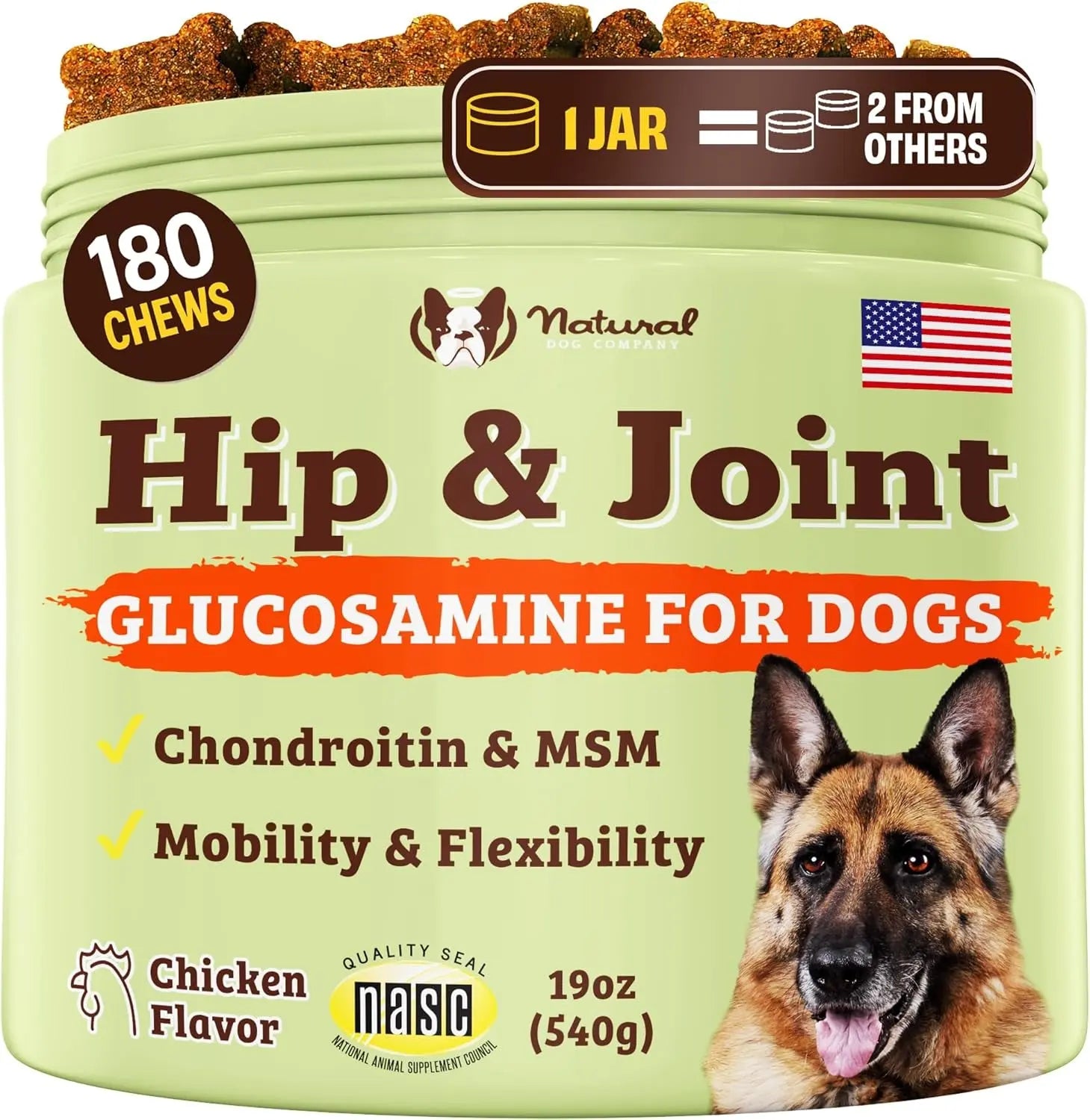 Natural Dog Company Hip & Joint Chews & Liquid Formula for Senior Dogs 90 Ct